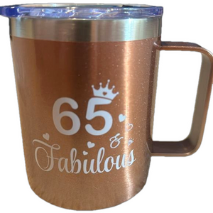 65 & Fabulous Bronze Shimmer 12 Oz Stainless Steel Mug Tumbler Gift
